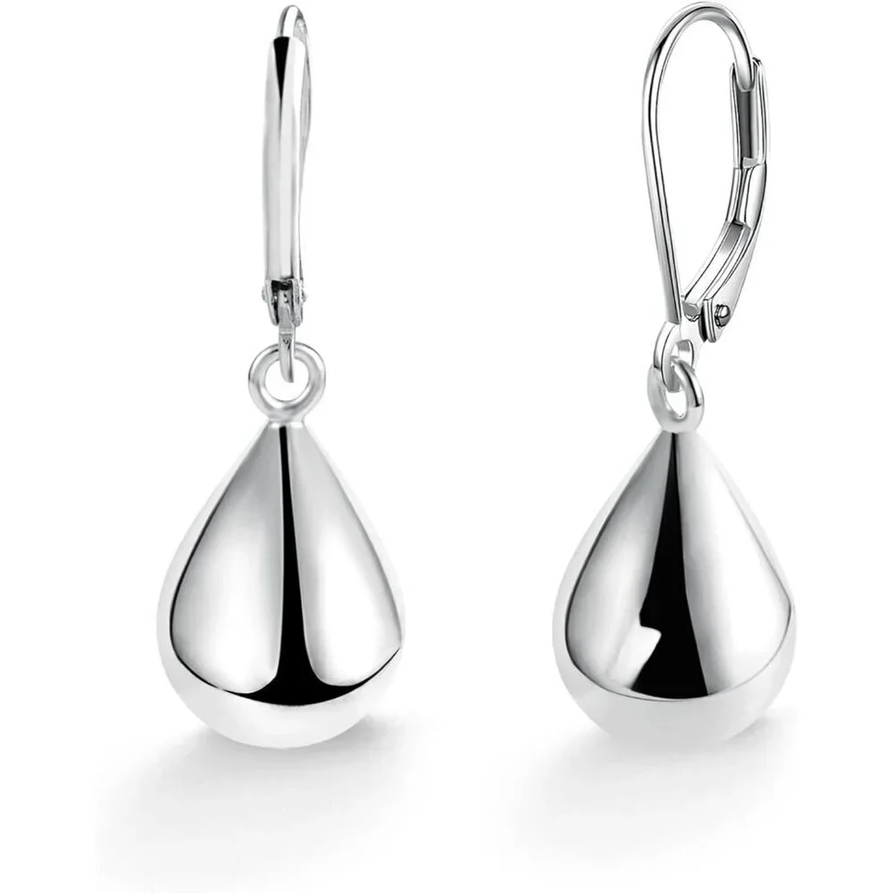 925 Sterling Silver Teardrop Leverback Earrings for Women - Hypoallergenic